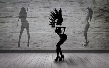 girl dancing in a street art style