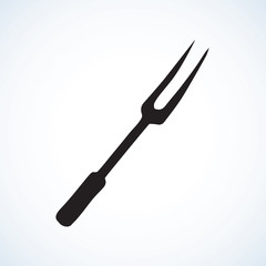 Fork for a barbecue. Vector drawing