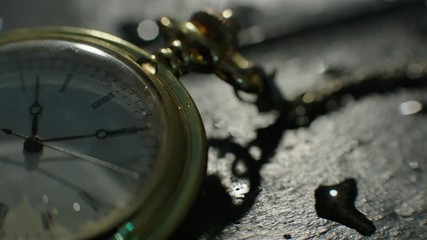 Setting Classic Pocket Watch Ticking in Slow Motion. Small pocket clock in man hands close up. Close-up of hand opening pocket watch. Macro shot - Powered by Adobe