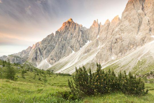 Popera mountain in the Domomiti of Sesto Natural Park, Dolomites, Italy