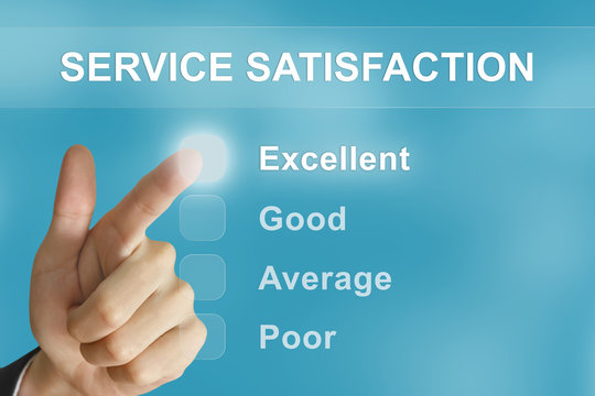 business hand pushing service satisfaction button