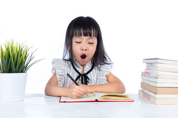 Boring Asian Chinese little office lady writing book