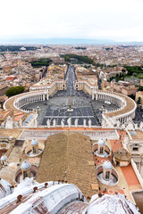 Fototapeta na wymiar Famous saint peter square in vatican and aerial view of the city, rome, italy