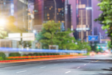 Fototapeta premium Traffic light trails in downtown of Shenzhen,China.