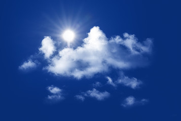 Blue sky with clouds and sun