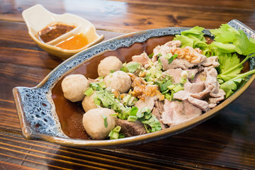 meat balls and beef with spicy sauce, Thai food