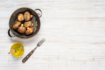 Bowl of Fresh Mushrooms with Copy Space