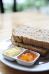 Slice bread with orange jam