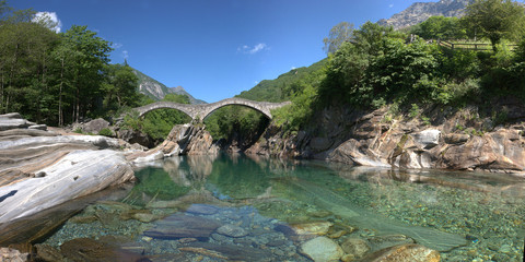 Lavertezzo, Switzerland rocks in the canyon of the Verzasca Rive