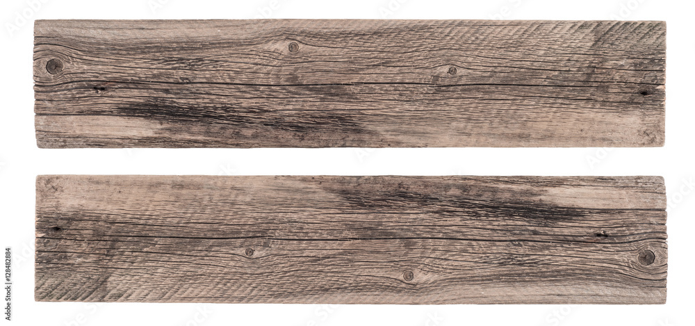 Wall mural old planks isolated on white.