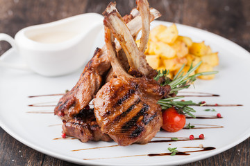 lamb chop meal with potato
