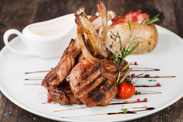 lamb chop meal with potato