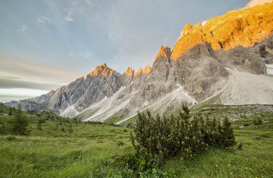 Popera mountain in the Domomiti of Sesto Natural Park, Dolomites, Italy