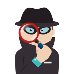 detective agent with magnifying glass vector illustration design