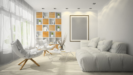 Interior of modern design room 3D illustration