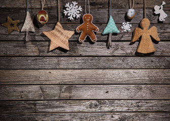 Christmas decoration on wooden background