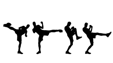 Vector silhouette of man who boxes.