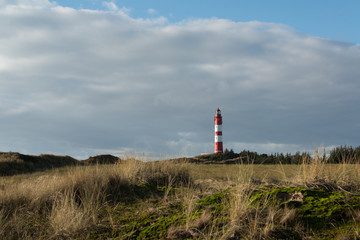 Fototapeta na wymiar Insel Amrum Leuchtturm im Herbst