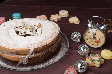 Christmas cake and decorations 