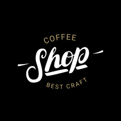 Coffee Shop handwritten lettering logo, badge or label.