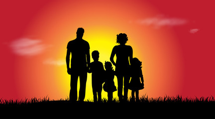 Fototapeta na wymiar Vector silhouette of family.