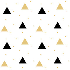 Illustration de fond motif vectoriel continu scandinave noir or avec triangle
