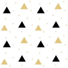 Afwasbaar behang goud zwart scandinavische naadloze vector patroon achtergrond illustratie met driehoek © Alice Vacca