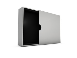 3d Illustration of Realistic whiter opened blank box with shadows.