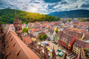 Historic town of Freiburg im Breisgau, Baden-Württemberg, Germany - obrazy, fototapety, plakaty