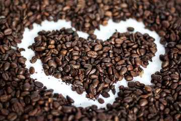 Heart shape of coffee beans