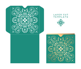 Vector wedding card laser cut template