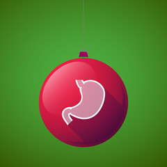 Fototapeta premium Long shadow christmas ball with a healthy human stomach icon