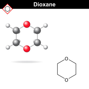 Chemical  structure and model of dioxane