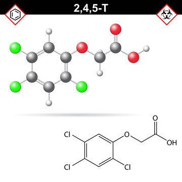 2,4,5-T chemical structure, trichlorophenoxyacetic acid