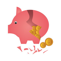 piggy savings money icon vector illustration design