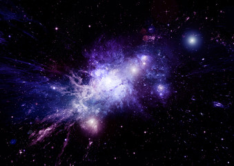 Stars, dust and gas nebula in a far galaxy