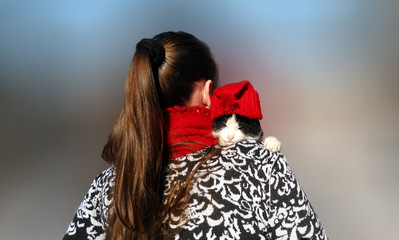 The girl in the red scarf.    
