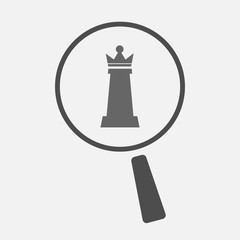 Isolated magnifier with a  queen   chess figure