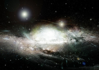 Stars, dust and gas nebula in a far galaxy