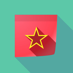 Long shadow note with  the red star of communism icon