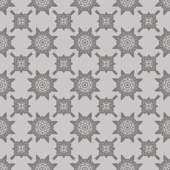 Grey Ornamental Seamless Line Pattern. Endless Texture. Oriental Geometric Ornament
