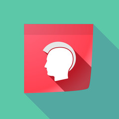 Long shadow note with  a male punk head silhouette