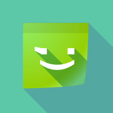 Long shadow note with  a wink text face emoticon