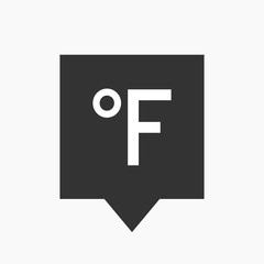 Isolated tooltip with  a farenheith degrees sign