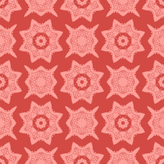 Red Ornamental Seamless Line Pattern. Endless Texture. Oriental Geometric Ornament