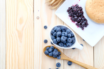 Fresh blueberries and jam.