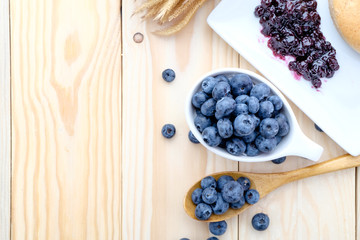 Fresh blueberries and jam.