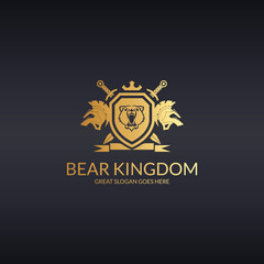 Bear kingdom. Bear coat of arms logo