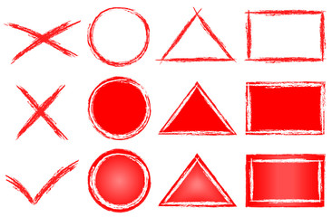 Doodled chalk border on red ground