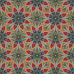 Ornate floral seamless texture, endless pattern with vintage mandala elements.